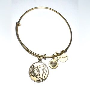 2016 ALEX And ANI Bronze Toned Because I Love You Wire Adjustable Charm Bracelet